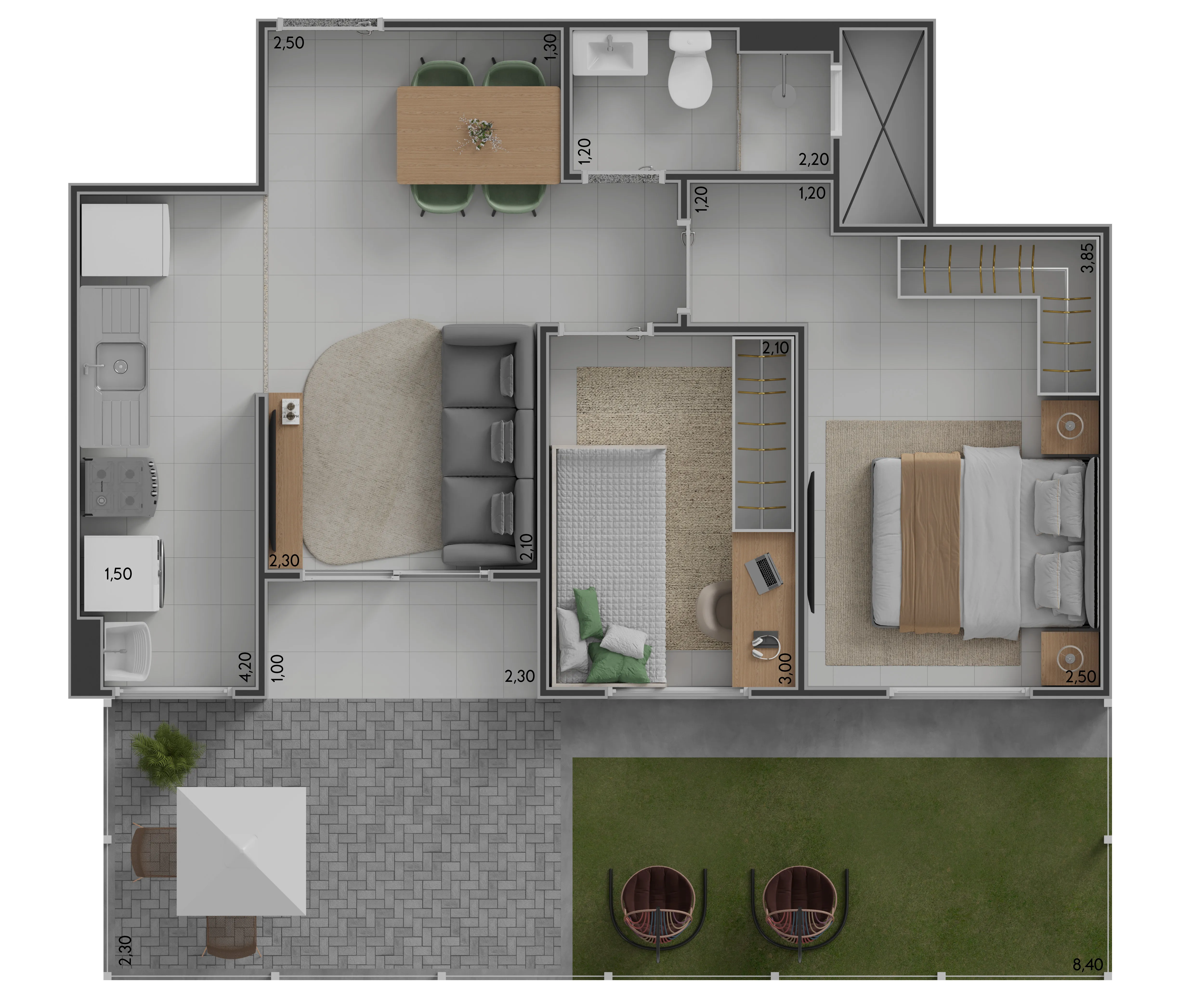 Planta Tipo A Garden - 65m²